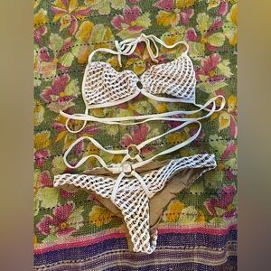Beach Bunny Bronze White Bikini with O rings